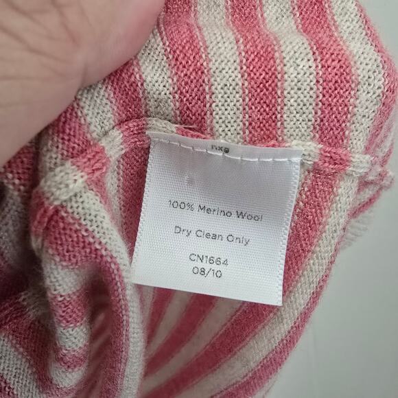 Talbots Cardigan Italian Wool Pink Stripes Button Lightweight Size XL - Picture 6 of 8